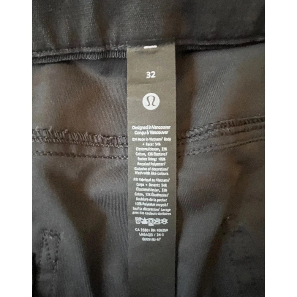 Lululemon Commission Slim-Fit Pant Mens 32 Black Cotton Blend Stretch Chino